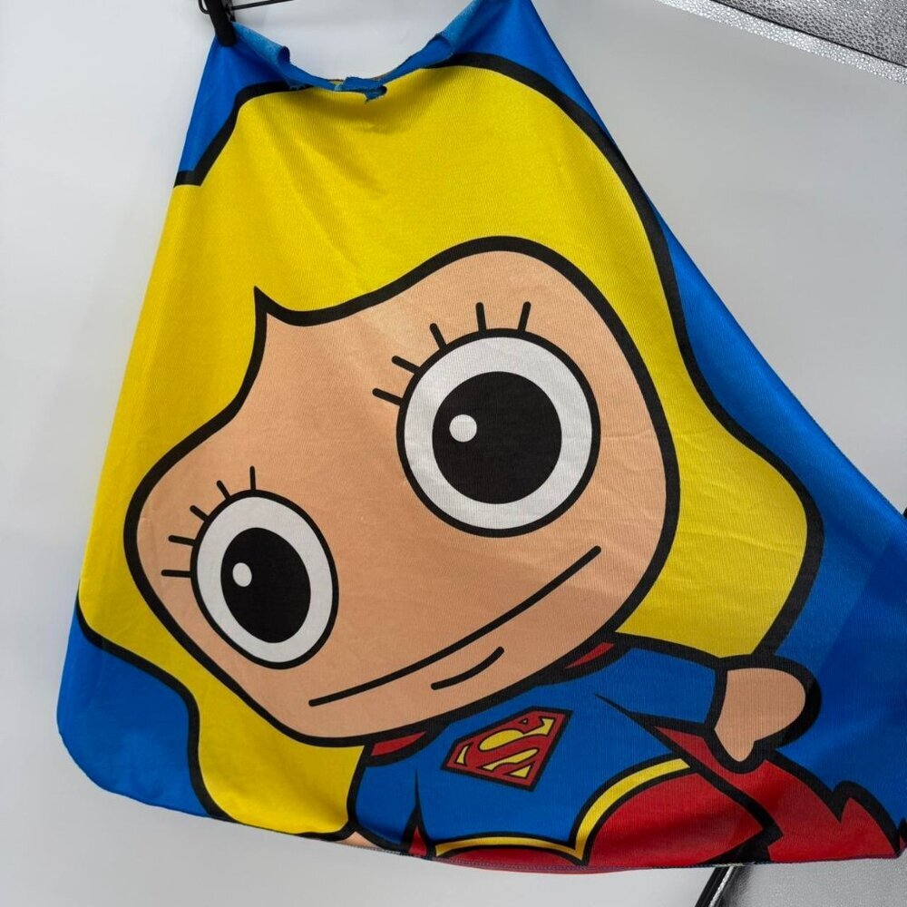 Supergirl Kids Cape Costume Blue Yellow Red DC Comics Superhero Dress Up 30”